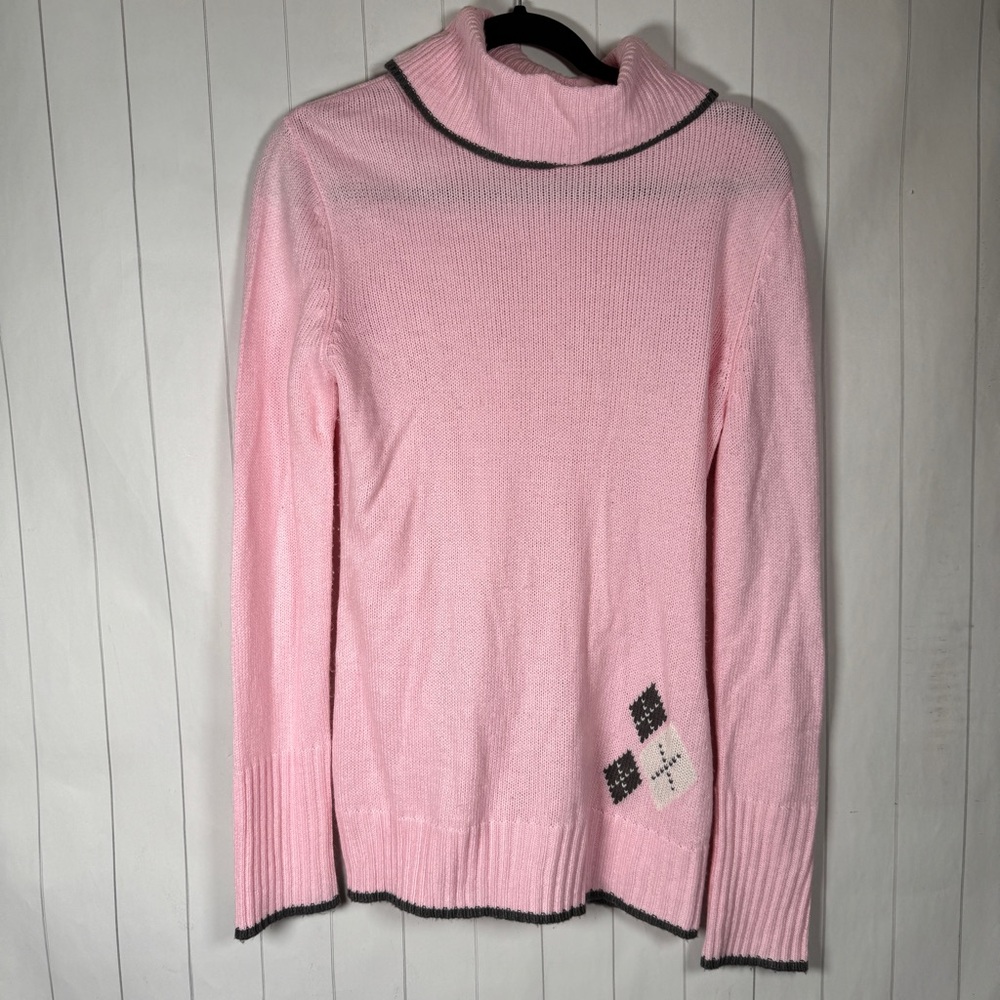 Cato Women Small Pink Acrylic Cowl Neck Sweater Y2K Preppy Academic Tennis Prep